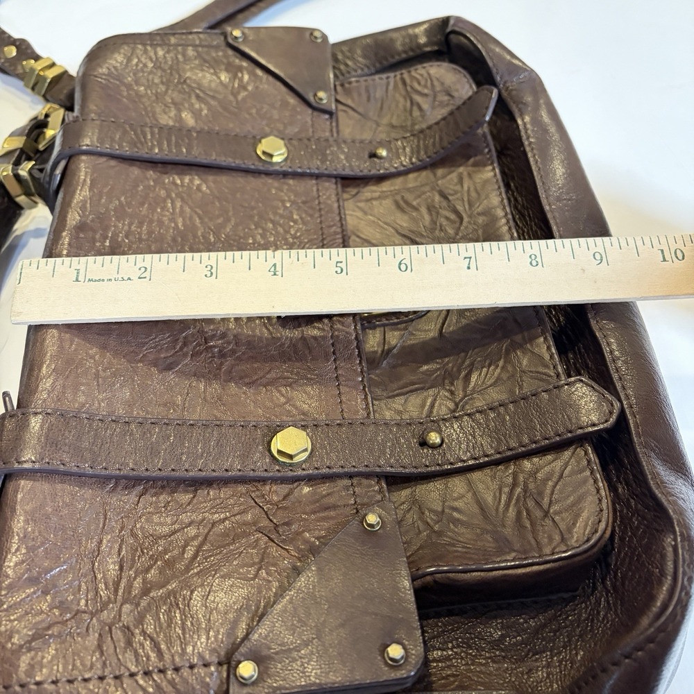 ORYANI Large Flap Satchel Brown Briefcase Messenger Crossbody Bag Leather - Picture 5 of 16